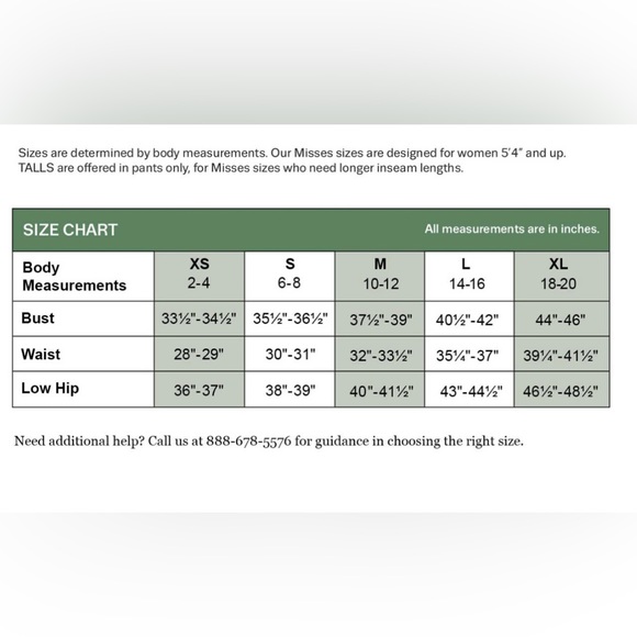 Coldwater Creek Size Guide - Picture 1 of 1